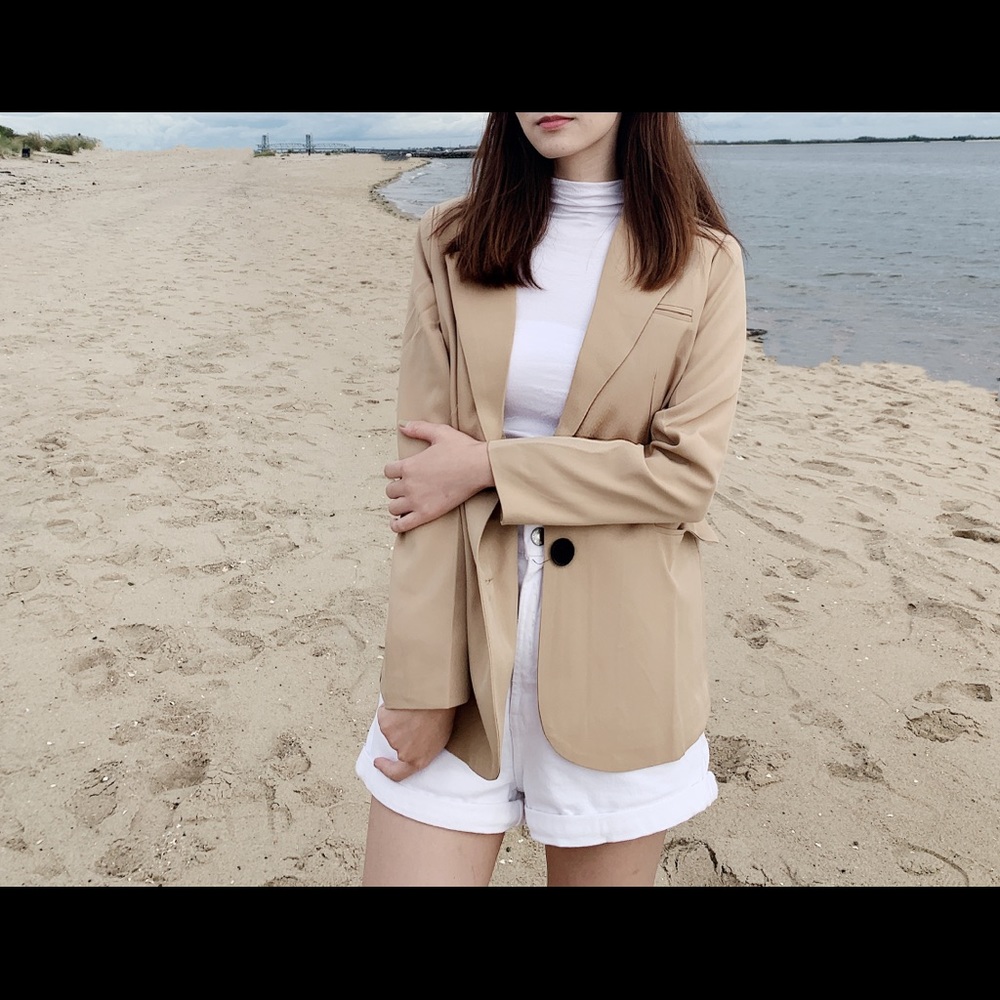 Blazer color tan & black